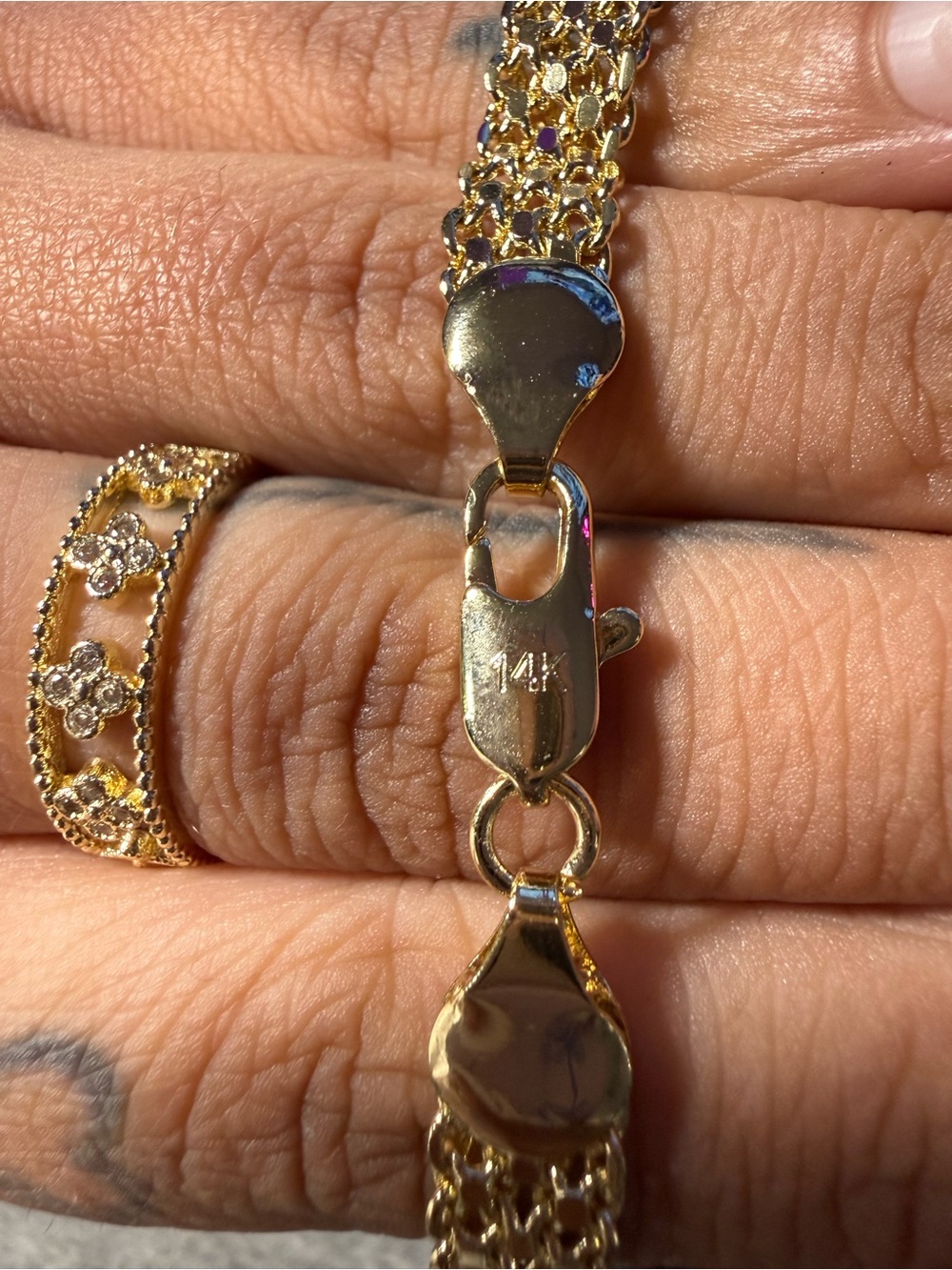 Gold Mesh Link Necklace - Women's Jewelry - Picture 3 of 3